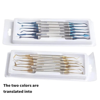 6Pcs Dental Composite Resin Filling Spatulas Double Head Titanium Plated Head Fill Restoration Set Dentist Accessories