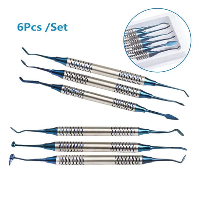 6Pcs Dental Composite Resin Filling Spatulas Double Head Titanium Plated Head Fill Restoration Set Dentist Accessories