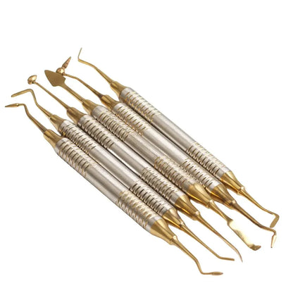 6Pcs Dental Composite Resin Filling Spatulas Double Head Titanium Plated Head Fill Restoration Set Dentist Accessories