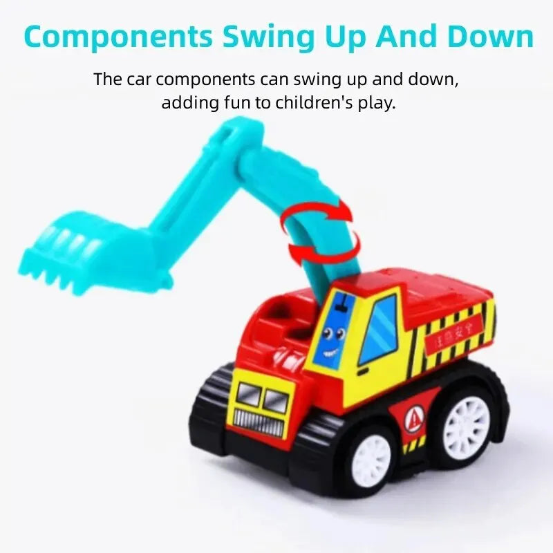 6Pcs Mini Inertial Pull Back Engineering Car Set Child Kids Cartoon Toys Birthday Gift Leedoar