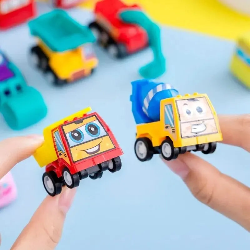 6Pcs Mini Inertial Pull Back Engineering Car Set Child Kids Cartoon Toys Birthday Gift Leedoar