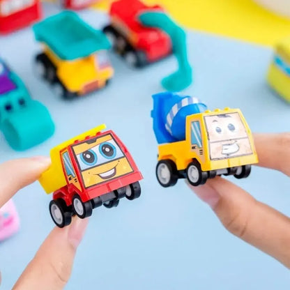 6Pcs Mini Inertial Pull Back Engineering Car Set Child Kids Cartoon Toys Birthday Gift Leedoar