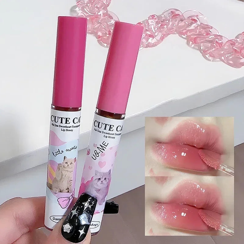 6Pcs/set Cute Cat Fun Mirror Lip Glaze Set 6 Cores Altamente Pigmentado Lip Stain Hidratante Brilhante Maquiagem Lábio Presente Perfeito 