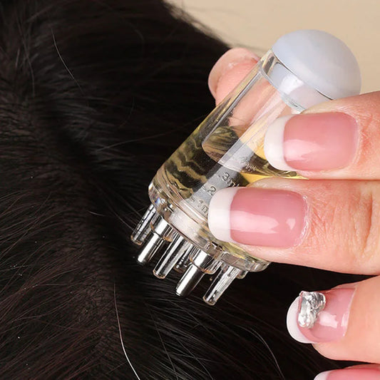 Mini masajeador de cabeza con aplicador para el cuero cabelludo de 6 ml, cepillo con bola de rodillo, aplicador de aceites esenciales para el crecimiento del cabello, peine de masaje