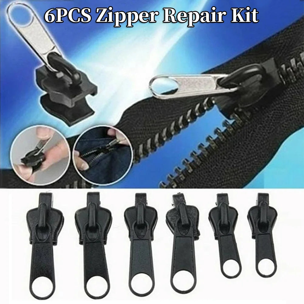 6pcs Instant Zipper Universal Instant Fix Repair Kit Replacement Zip Slider Teeth Multifunctional Clothing Replacement  Zipper Leedoar