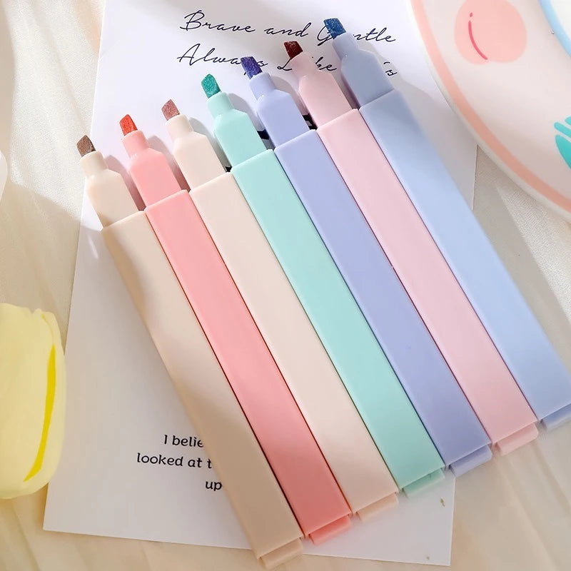 6 peças/conjunto Marcador de cor pastel Kawaii Papelaria Marcador de cor Material escolar Marcador de estudante Marcador de cor Papelaria japonesa 