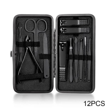 7-18pcs Manicure Tool Set Stainless Steel Cuticle Nipper Cutter Kit Professional Nail Clippers Pedicure Nail Art Grooming Tools Leedoar