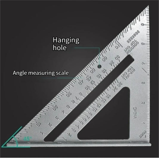 7 "Aluminum Alloy Triangle Ruler Precise Thickened Angle Ruler Aluminum Alloy Woodworking Measurement Woodworking Triangle Ruler