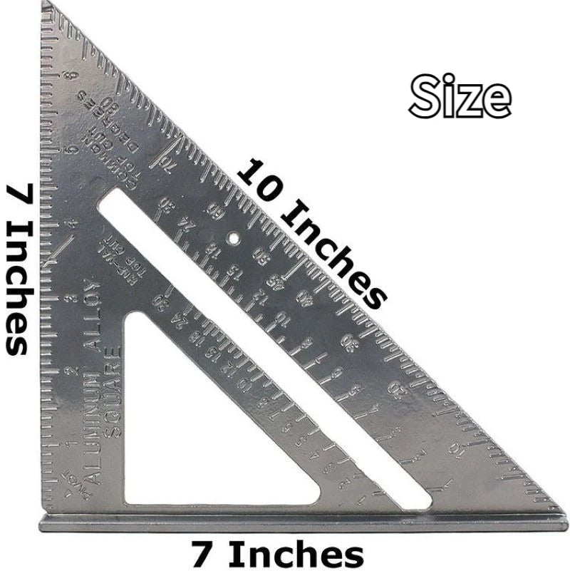 7 "Aluminum Alloy Triangle Ruler Precise Thickened Angle Ruler Aluminum Alloy Woodworking Measurement Woodworking Triangle Ruler