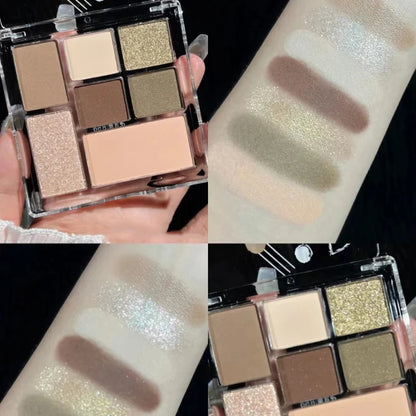 Paleta de sombras de ojos de 7 colores, color tierra perlado mate, sombra de ojos portátil, brillante, sombra de ojos natural de larga duración, maquillaje cosmético para ojos 