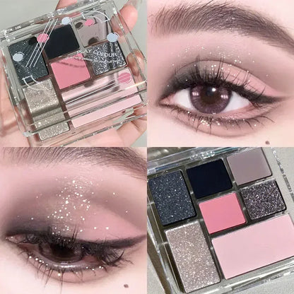 Paleta de sombras de 7 cores, perolada, fosca, cor de terra, sombra portátil, brilhante, longa duração, natural, maquiagem para os olhos, cosmética 