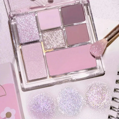 Paleta de sombras de ojos de 7 colores, color tierra perlado mate, sombra de ojos portátil, brillante, sombra de ojos natural de larga duración, maquillaje cosmético para ojos 