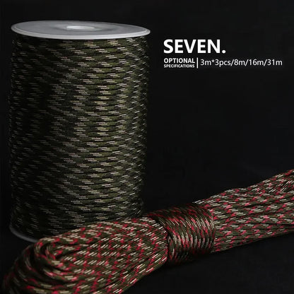 7 núcleos 550 Paracord Cord 5 8 16 31 M Dia.4mm para acampamento ao ar livre sobrevivência cordão paraquedas corda caminhada acessórios para barraca 