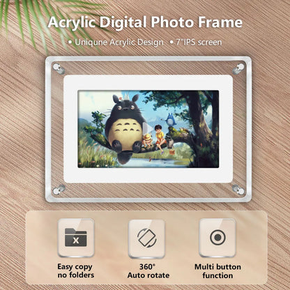 7 Inch Acrylic Digital Photo Frame, 1500mAh Battery, IPS Screen Electronic Photo Album, 4G Memory Electronic Video Picture Frame