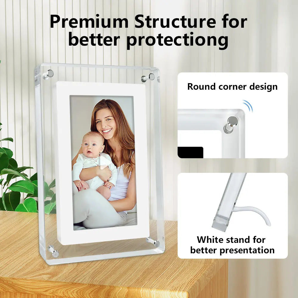 7 Inch Acrylic Digital Photo Frame, 1500mAh Battery, IPS Screen Electronic Photo Album, 4G Memory Electronic Video Picture Frame