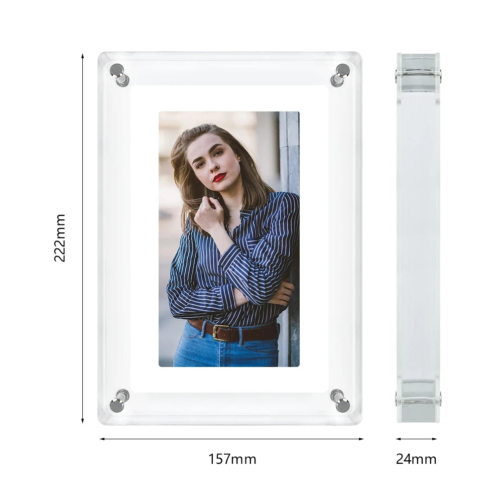 7 Inch Acrylic Digital Photo Frame, 1500mAh Battery, IPS Screen Electronic Photo Album, 4G Memory Electronic Video Picture Frame