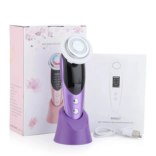 7 in 1 Face Lift Devices EMS RF Microcurrent Skin Rejuvenation Women Facial Massager Light Therapy Anti Aging Wrinkle Beauty Leedoar