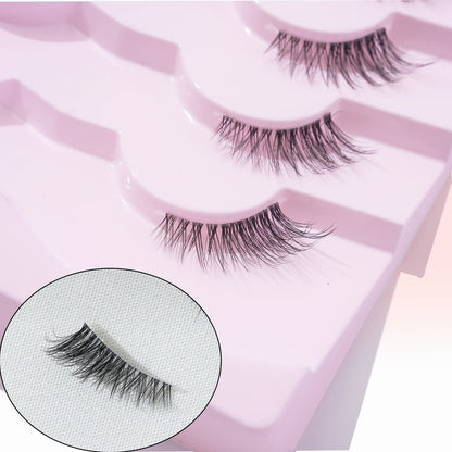 7 pairs of transparent stem 3D cross natural slender long false eyelashes short cat eye false eyelashes Leedoar