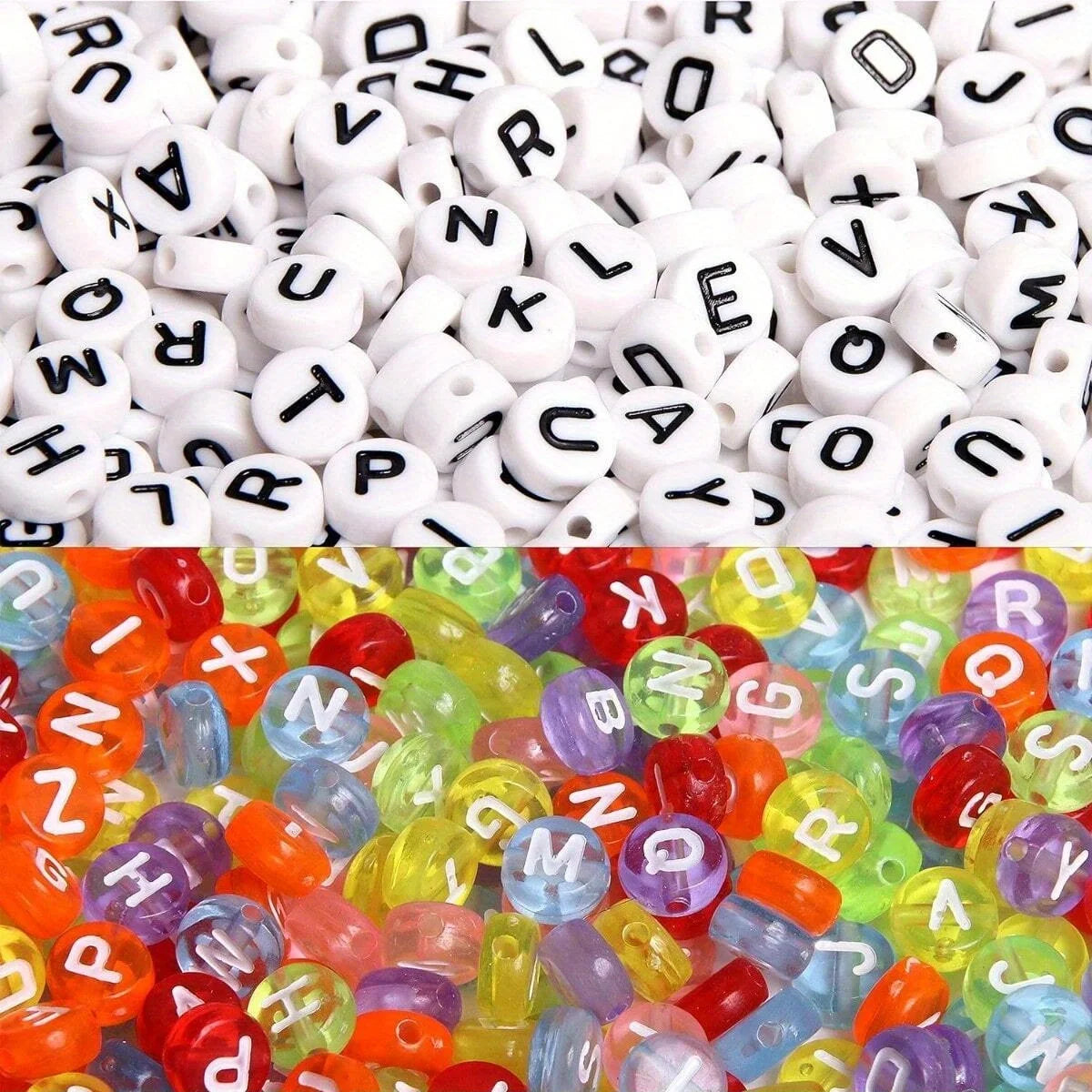 700 cuentas de letras redondas de 7 colores, cuentas acrílicas con números del alfabeto (7 x 4 mm) para hacer joyas, collares y pulseras 