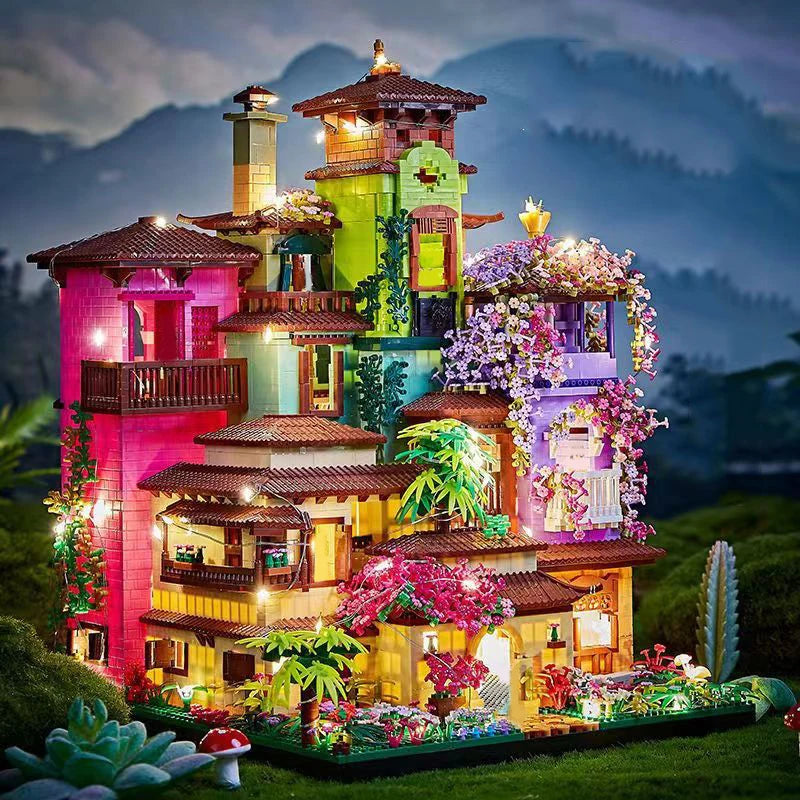 7080PCS Magic Castle Sakura House Building Blocks City Street Model With LED Lights Mini Bricks Toys Children's Christmas Gifts Leedoar