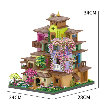 7080PCS Magic Castle Sakura House Building Blocks City Street Model With LED Lights Mini Bricks Toys Children's Christmas Gifts Leedoar