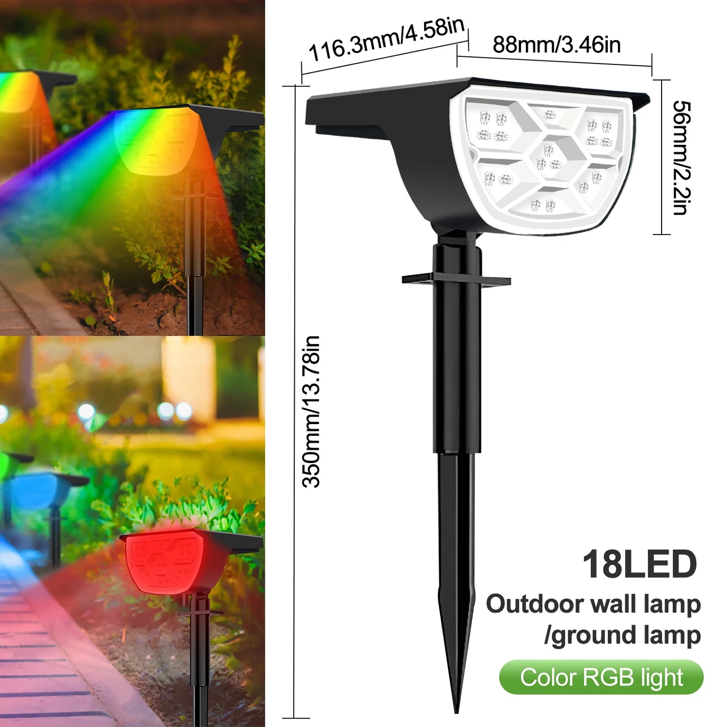 72/68LED Solar Spot Lights Outdoor Waterproof Garden Solar Landscape Spotlights 3 Modos Luzes de parede Porta Quintal Garagem Deck