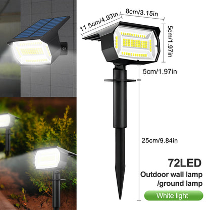 72/68LED Solar Spot Lights Outdoor Waterproof Garden Solar Landscape Spotlights 3 Modos Luzes de parede Porta Quintal Garagem Deck