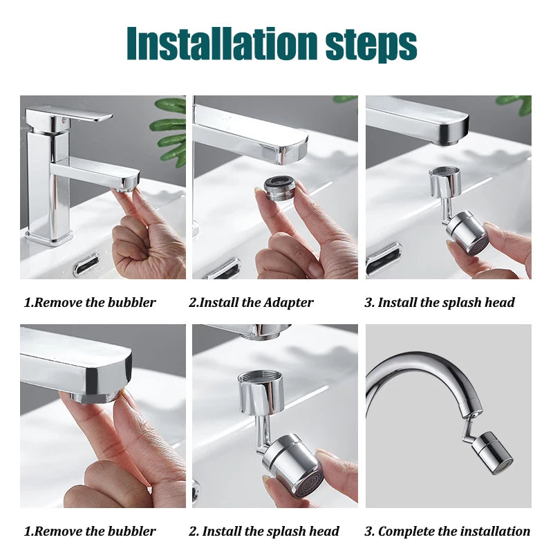 720°Universal Kitchen Faucet Anti-splash Aerator Bathroom Tap Rotatable Faucet Sprayer Saving Water Tap Nozzle Extender Adapter Leedoar