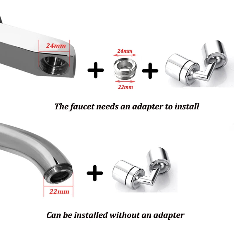 720°Universal Kitchen Faucet Anti-splash Aerator Bathroom Tap Rotatable Faucet Sprayer Saving Water Tap Nozzle Extender Adapter Leedoar