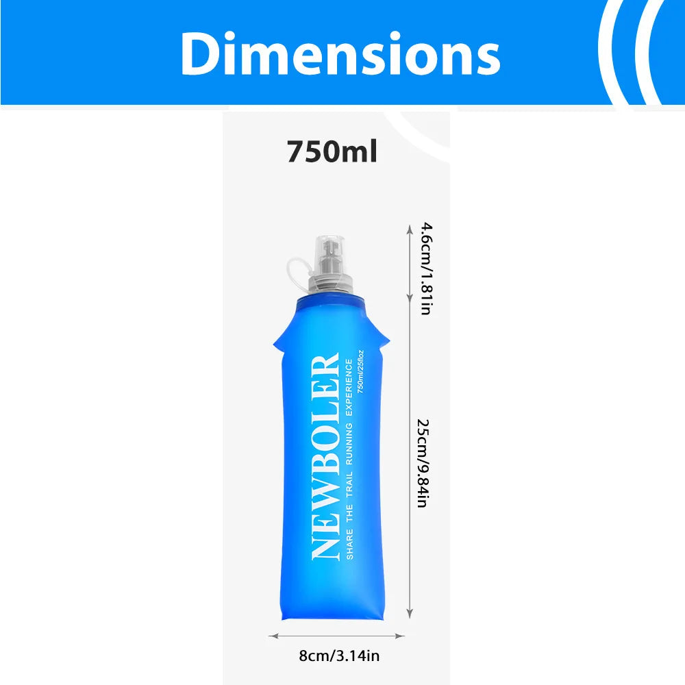 750ml TPU Outdoor Sport Bottle Folding Soft Flask Drink Water Bottle for Running Camping Hiking Bicycle Fitness Water Bag Leedoar