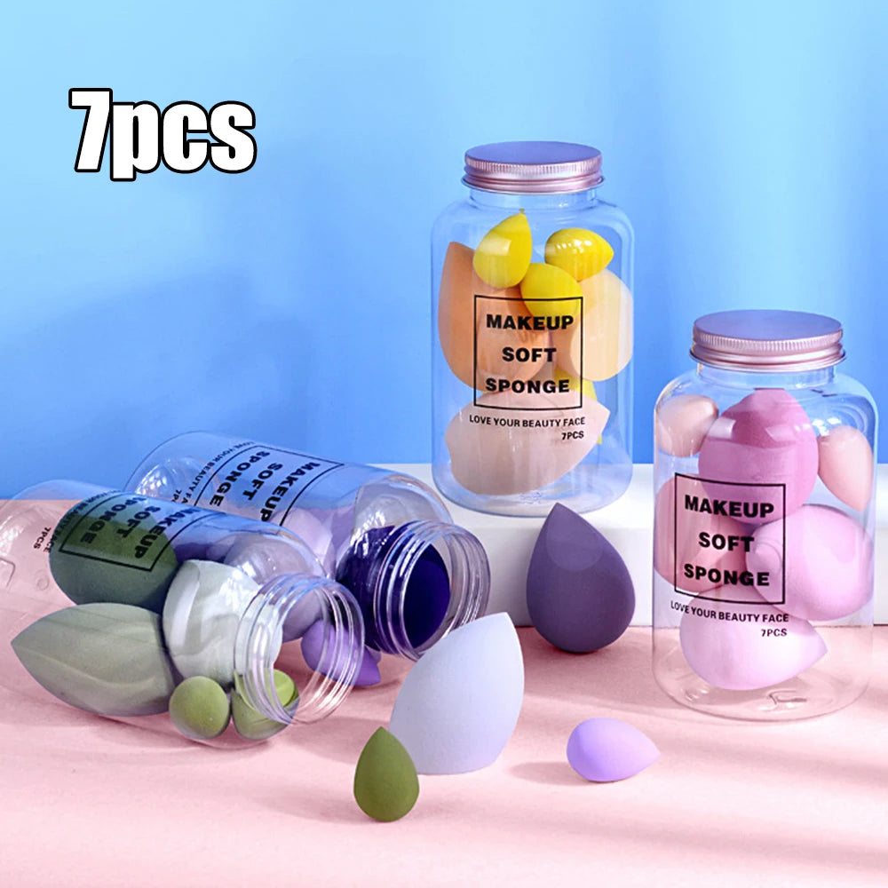 7PCS Drifting Bottle Beauty Egg Dry And Wet Dual-Purpose No Powder Makeup Egg Sponge Powder Puff Set Makeup Tools Leedoar