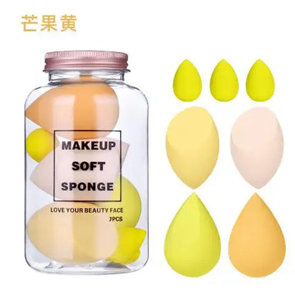 7PCS Drifting Bottle Beauty Egg Dry And Wet Dual-Purpose No Powder Makeup Egg Sponge Powder Puff Set Makeup Tools Leedoar