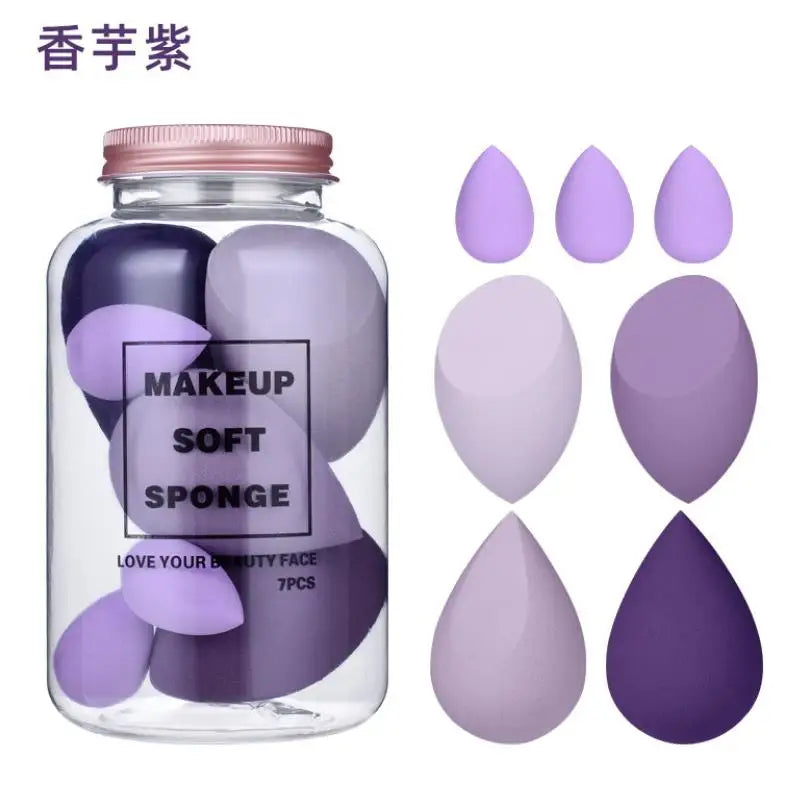 7PCS Drifting Bottle Beauty Egg Dry And Wet Dual-Purpose No Powder Makeup Egg Sponge Powder Puff Set Makeup Tools Leedoar