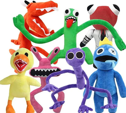 Juego de 7 piezas de muñecos de peluche Rainbow Friends, mochila de zombi, azul, rojo, amarillo y verde, peluches suaves de Rainbow Friend 