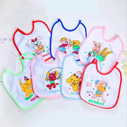 7Pcs 7 Days A Week Non Repeatable Baby U Bibs Newborn Baby Waterproof Printed Towel Baby Drool Towel Leedoar