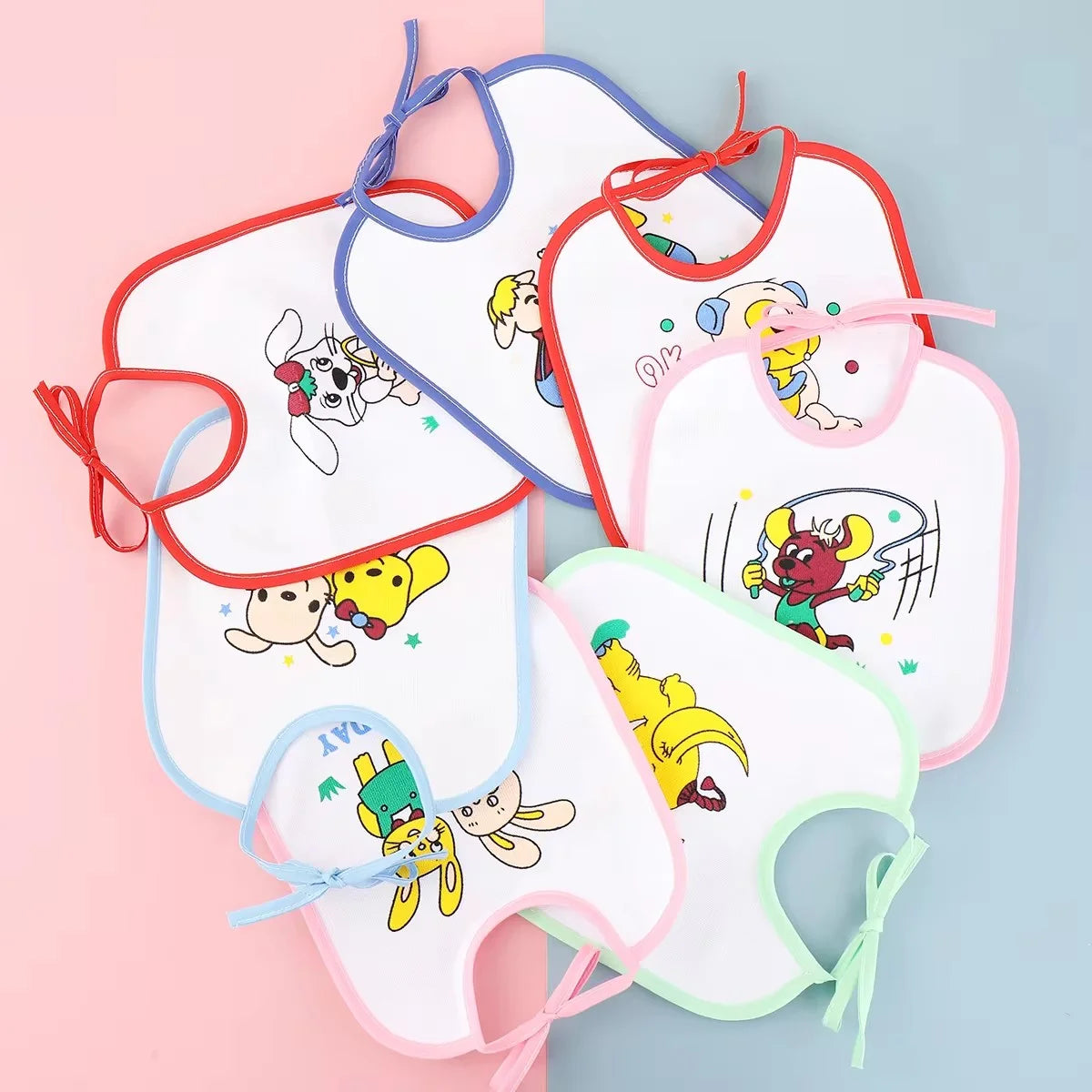 7Pcs 7 Days A Week Non Repeatable Baby U Bibs Newborn Baby Waterproof Printed Towel Baby Drool Towel Leedoar