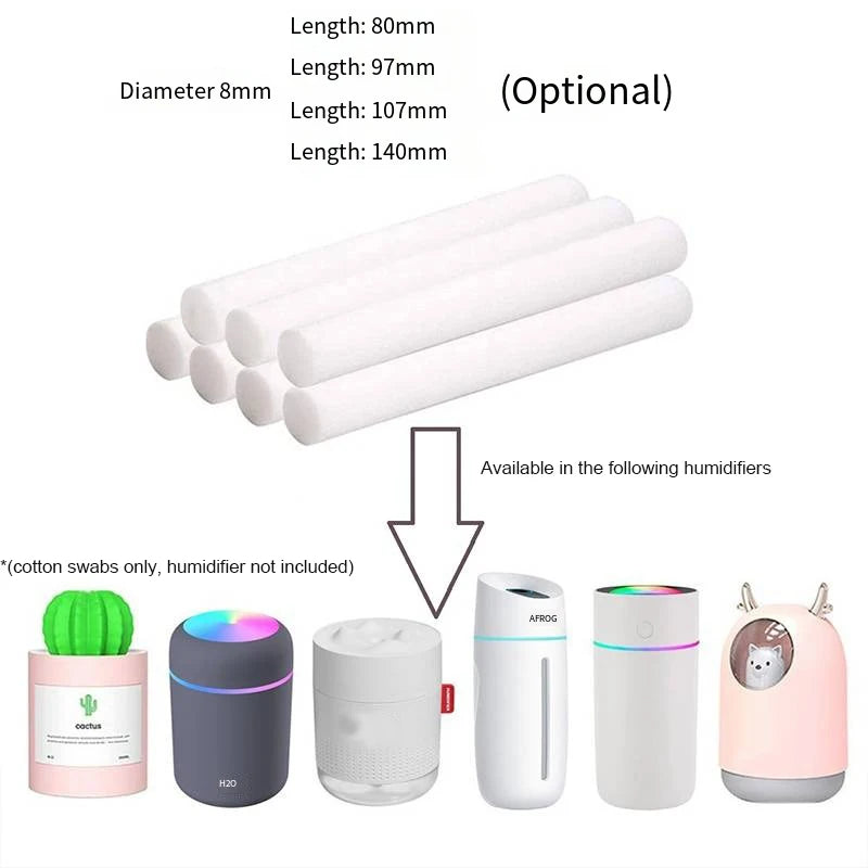 7mm and 8mm Humidifier Aromatherapy Machine Replacement Cotton Rod 20PCS Can Be Cut According Size Of The Humidifier Cotton Rod Leedoar