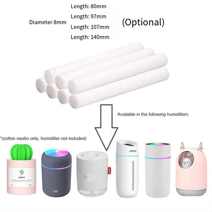 7mm and 8mm Humidifier Aromatherapy Machine Replacement Cotton Rod 20PCS Can Be Cut According Size Of The Humidifier Cotton Rod Leedoar