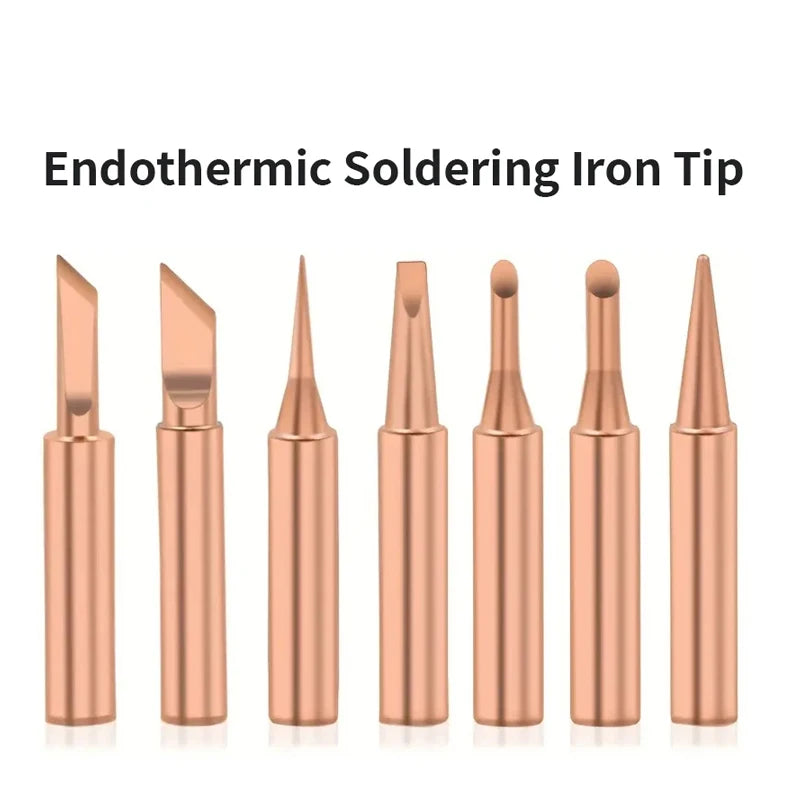 7pcs Copper T Soldering Iron Tip Set Electric Soldering Iron Lead-free Welding Tips Head BGA Soldering Tools Welding Tips Leedoar