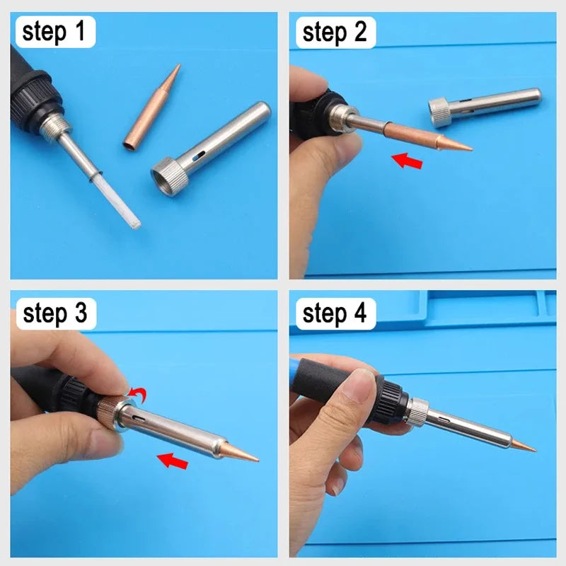 7pcs Copper T Soldering Iron Tip Set Electric Soldering Iron Lead-free Welding Tips Head BGA Soldering Tools Welding Tips Leedoar