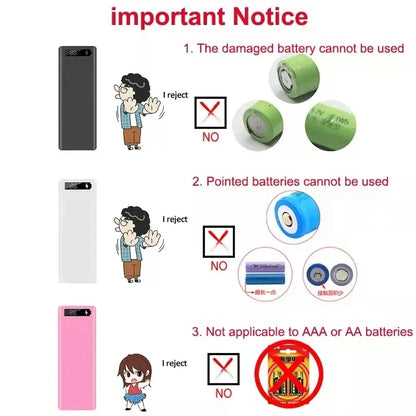 8/10*18650 Power Bank Cases Battery Holder Portable Dual USB Type C Charge Shell for iPhone Xiaomi Huawei 18650 Battery Cases Leedoar