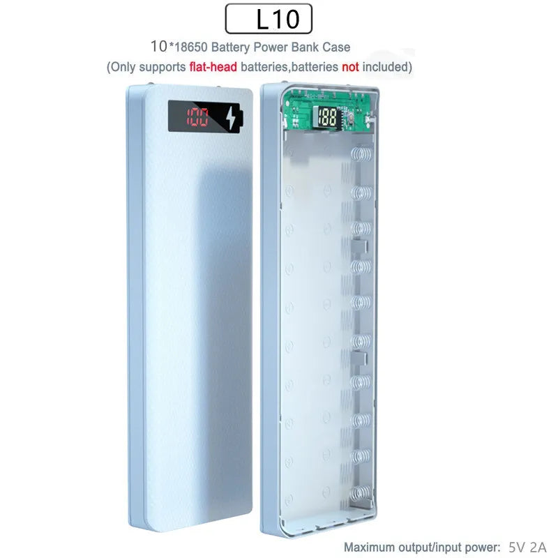 8/10*18650 Power Bank Cases Battery Holder Portable Dual USB Type C Charge Shell for iPhone Xiaomi Huawei 18650 Battery Cases Leedoar