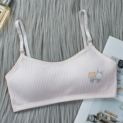 8-16 Years Kids Bras Young Girls Underwear Teenage Training Bras Women Cotton Kids cute Brassiere Tube Tops Girl's Sport Bras Leedoar