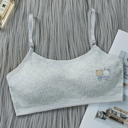 8-16 Years Kids Bras Young Girls Underwear Teenage Training Bras Women Cotton Kids cute Brassiere Tube Tops Girl's Sport Bras Leedoar