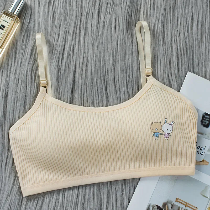 8-16 Years Kids Bras Young Girls Underwear Teenage Training Bras Women Cotton Kids cute Brassiere Tube Tops Girl's Sport Bras Leedoar