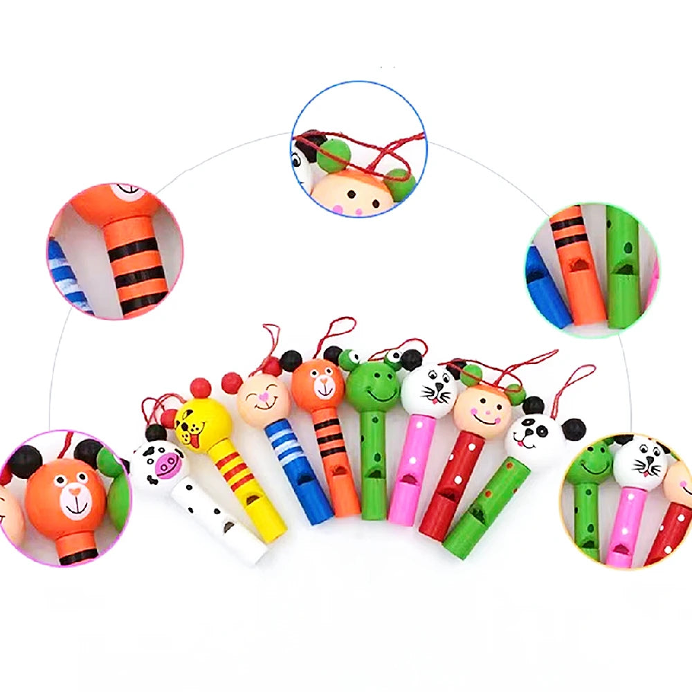 8/30Pcs Wooden Mini Cute Animal Whistle Toys Kids Birthday Party Baby Shower Gift Pinata Filler Boys Girls Party Goodie Bag Toys Leedoar