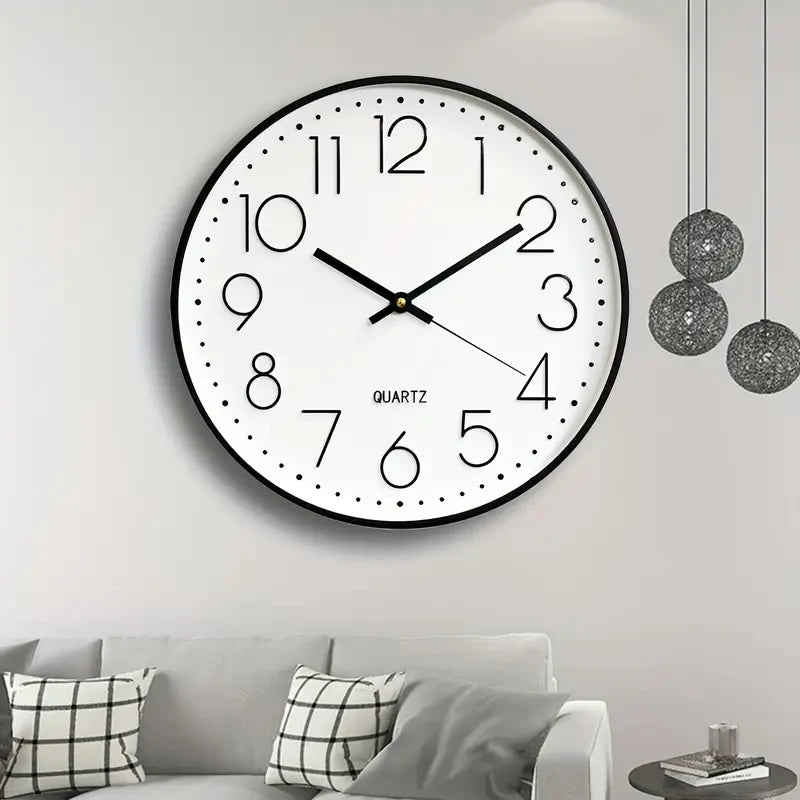 8 Inch Silent Quartz Wall Clock, Round 3D Digital Modern Wall Clock, Non-Ticking Wall Clock, Bedroom Living Room Leedoar