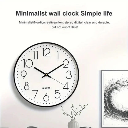 8 Inch Silent Quartz Wall Clock, Round 3D Digital Modern Wall Clock, Non-Ticking Wall Clock, Bedroom Living Room Leedoar