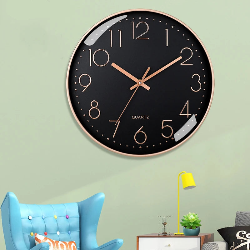 8 Inch Silent Quartz Wall Clock, Round 3D Digital Modern Wall Clock, Non-Ticking Wall Clock, Bedroom Living Room Leedoar