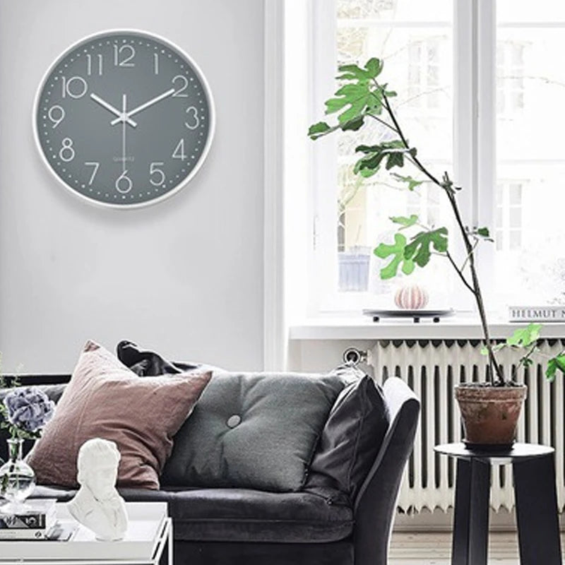 8 Inch Silent Quartz Wall Clock, Round 3D Digital Modern Wall Clock, Non-Ticking Wall Clock, Bedroom Living Room Leedoar